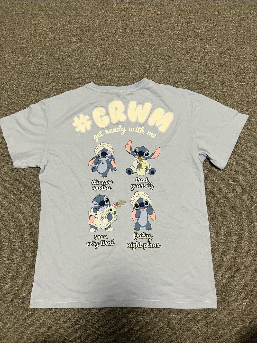 Stitch Light Blue Short-Sleeve Kids Tee with GRWM Graphic 12T - Picture 2 of 6